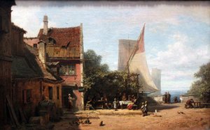 Oude taverne bij Starnberger See door Carl Spitzweg